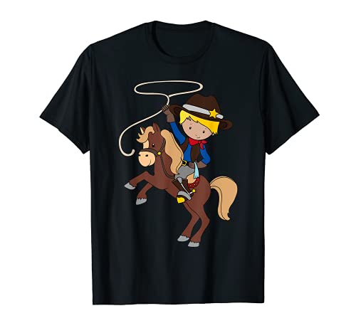 Disfraz de vaquero con caballo y Lasso para niños Camiseta