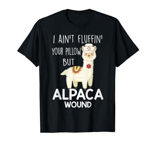 Divertido Cuidado de Heridas Enfermera Alpaca Llama Camiseta
