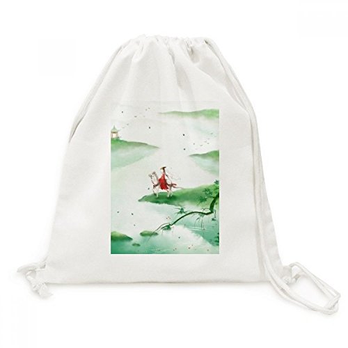 DIYthinker Montar un Viaje de Caballo IR China Acuarela Lona morral del Lazo Bolsas de la Compra