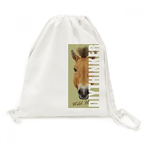 DIYthinker Viaje marrón Fuerte Caballo Salvaje Animal de la Lona del morral del Lazo Bolsas de la Compra