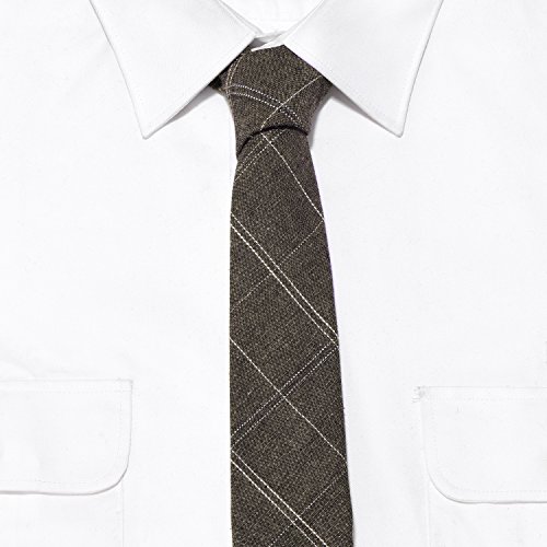 DonDon Corbata de rayas de algodón para hombres de 6 cm - marrón rayado