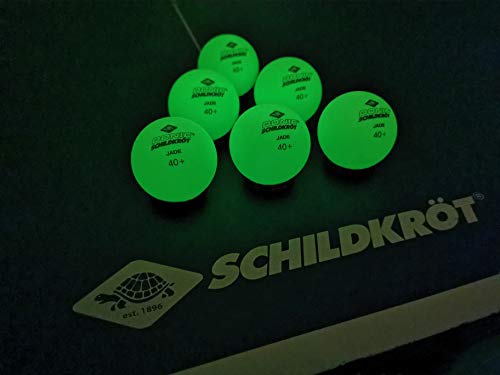 Donic-Schildkröt Pelotas de Tenis de Mesa Glow in The Dark, 6 Pelotas Fluorescentes de Color Verde Claro, Calidad Poly 40+, para Jogar en la Oscuridad, 608507