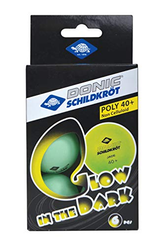 Donic-Schildkröt Pelotas de Tenis de Mesa Glow in The Dark, 6 Pelotas Fluorescentes de Color Verde Claro, Calidad Poly 40+, para Jogar en la Oscuridad, 608507