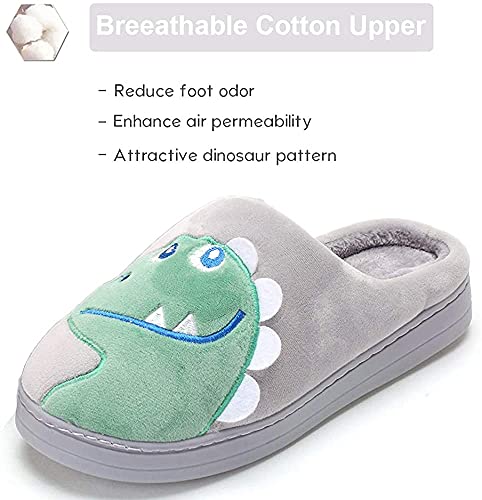 Drecage Zapatillas Casa Mujer Adultos Cute Dinosaur Warm Soft Plush House Shoes Antideslizante Zapatos de algodón Hombres y Mujeres 35-36 EU Largo del Pie 220MM
