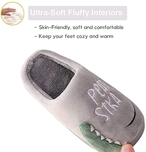 Drecage Zapatillas Casa Mujer Adultos Cute Dinosaur Warm Soft Plush House Shoes Antideslizante Zapatos de algodón Hombres y Mujeres 35-36 EU Largo del Pie 220MM