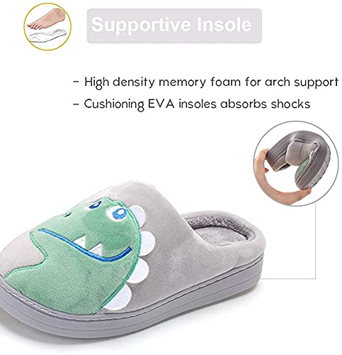 Drecage Zapatillas Casa Mujer Adultos Cute Dinosaur Warm Soft Plush House Shoes Antideslizante Zapatos de algodón Hombres y Mujeres 35-36 EU Largo del Pie 220MM