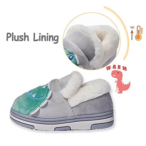 Drecage Zapatillas de Estar por Casa para Niñas Niños Invierno Peluche Pantuflas de Dinosaurio,Antideslizantes Zapatillas Niños 24/25 EU(Tamaño de la Etiqueta 18-19)