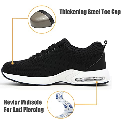 Drecage Zapatos de seguridad con puntera de acero, a prueba de pinchazos y absorción de golpes, botas de trabajo para hombre y mujer, ligeras y antideslizantes, color Blanco, talla 42 1/3 EU