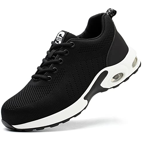 Drecage Zapatos de seguridad con puntera de acero, a prueba de pinchazos y absorción de golpes, botas de trabajo para hombre y mujer, ligeras y antideslizantes, color Blanco, talla 42 1/3 EU