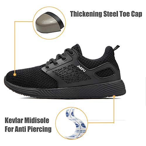 Drecage - Zapatos de seguridad ligeros para hombre y mujer, deportivos, antideslizantes, color Negro, talla 42 EU