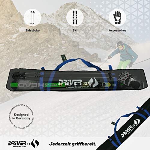 Driver13 ® Bolsa para Bastones de esquí, Bolsa de esquí para el Almacenamiento y el Transporte Durante el esquí, Impermeable 160 cm Negro-Azul