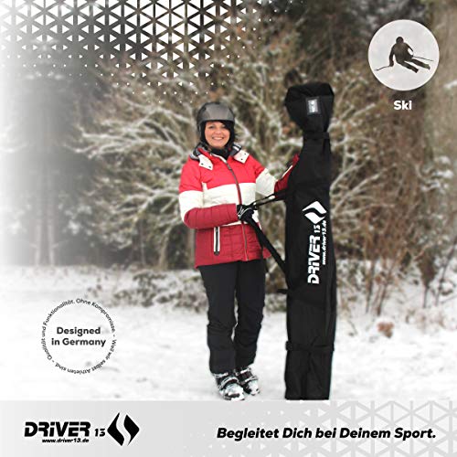 Driver13 ® Bolsa para Bastones de esquí, Bolsa de esquí para el Almacenamiento y el Transporte Durante el esquí, Impermeable 160 cm Negro-Azul