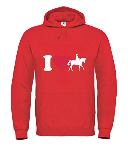 Druckerlebnis24 - Sudadera con Capucha Unisex para niños y niñas, diseño con Texto I Love Reiten Pferd Rojo 6 años