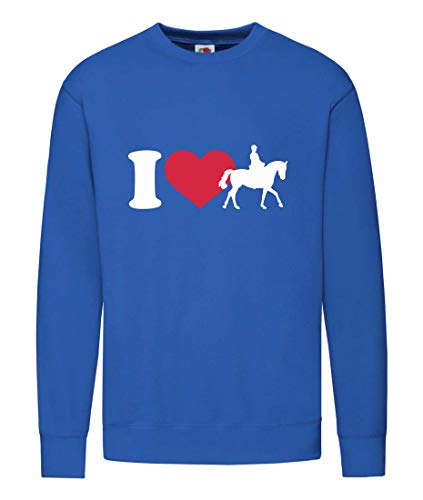 Druckerlebnis24 - Sudadera unisex con texto "I Love Reiten Pferd", para niños y niñas azul 6 años
