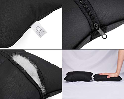 DSstyles almohada para asiento de coche para el cuello, 2 piezas, piel sintética, cojín negro, 28 x 18