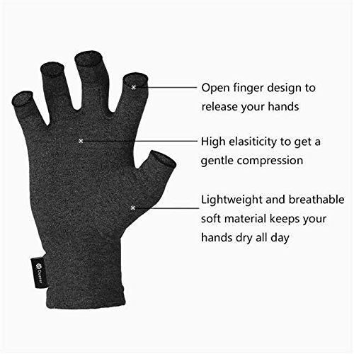 Duerer Arthritis Gloves, guantes de compresión mujeres y hombres alivian el dolor de reumatoide, RSI, túnel carpiano, guantes de mano para el trabajo diario (Negro, M)