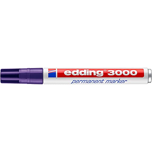 Edding 3000 marcador permanente - violeta - 1 rotulador - punta redonda 1.5-3 mm - indeleble de secado rápido - resistente al agua y a los borrones - cartón, plástico, madera, metal - universal