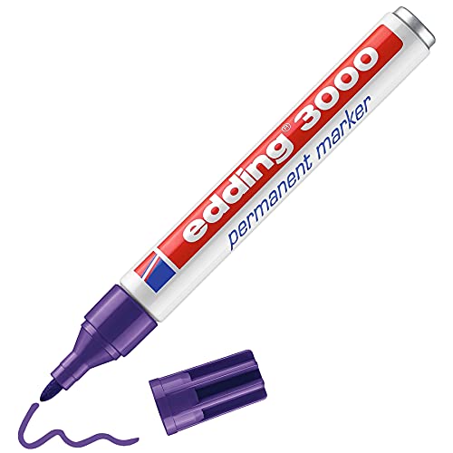 Edding 3000 marcador permanente - violeta - 1 rotulador - punta redonda 1.5-3 mm - indeleble de secado rápido - resistente al agua y a los borrones - cartón, plástico, madera, metal - universal