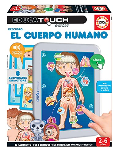 Educa 19174 EducaTouch Junior. El Cuerpo Humano. Juego Educativo Electrónico Infantil. A Partir de 2 años, Color Cranberry