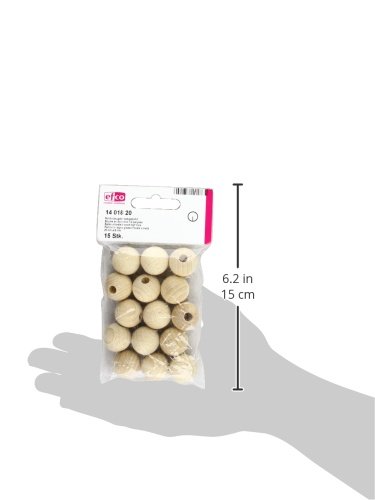 efco – Bolas de Madera sin Tratar de la Mitad Agujero, Natural, 20 mm