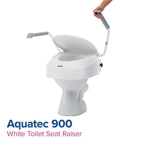 Elevador de WC con reposabrazos abatibles y ajustables | Ajustable en 3 alturas (6, 10 y 15 cm) | Color blanco y gris | Invacare