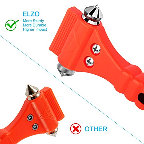 ELZO Paquete de 2 martillos de Seguridad automóvil 2 en 1 Herramienta de Escape de Emergencia para Romper la ventanilla y Cortar el cinturón de Seguridad Kit de Rescate y Supervivencia con Silbato
