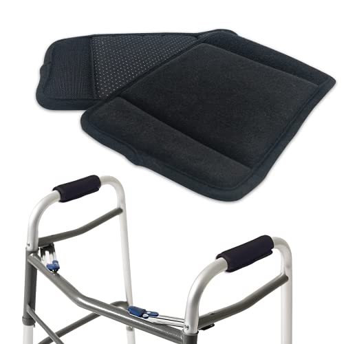 Empuñaduras acolchadas para caminante (2 unidades), suaves y cómodas, almohadillas de agarre para caminante, para silla de ruedas, accesorio de movilidad antideslizante, transpirable, color negro