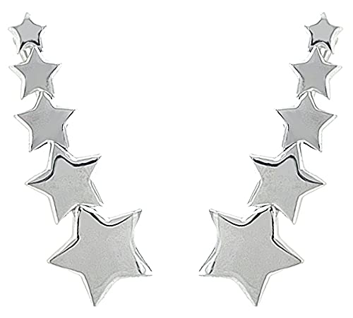 ENTREPLATA Pendientes Trepadores Ear Climber Plata de Ley 925 5 Estrellas.