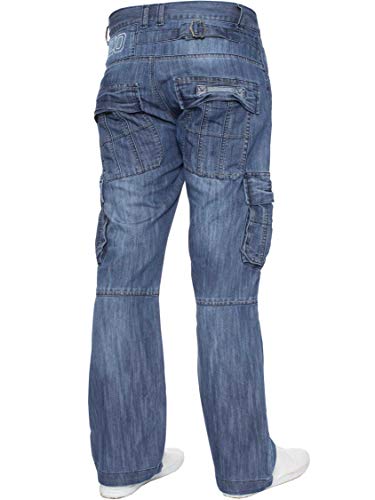 Enzo - Pantalones vaqueros de combate para hombre, estilo casual, para trabajo, todos los tamaños de cintura, azul, 34W/34L