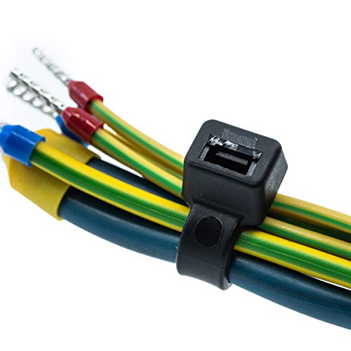 ERKO 100 unidades de bridas para cables profesionales 400 x 7,6 mm resistentes a la radiación UV soporte para cables Soporte de brida para cables en negro, resistente a temperatura