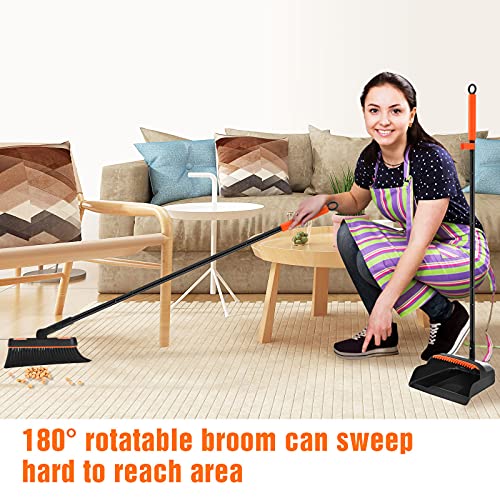 Escoba y Recogedor Juego de escoba y recogedor con escoba giratoria de mango largo extensible para la limpieza de hogar y de oficina
