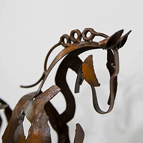 Estatua luminosa de metal de caballo, decoración de caballo hueco hecha a mano en 3D, adornos de estatua de caballo de metal artístico para el hogar, estantería, chimenea, oficina