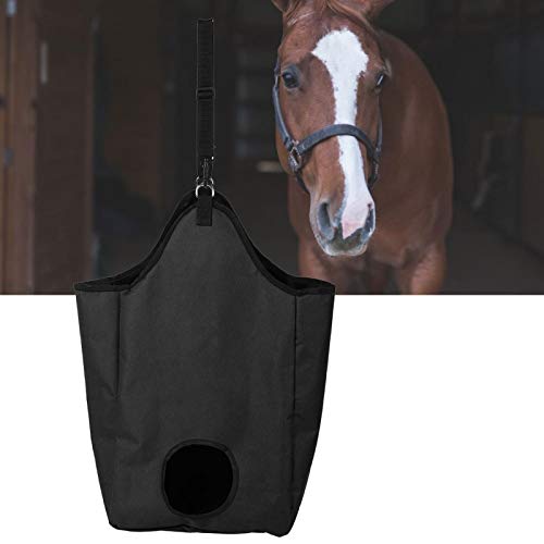 EVTSCAN Bolsas de heno para Caballos, Bolsa de heno de alimentación de Caballos de Tela Oxford de 2 Colores, heno de alimentación Lenta Colgante para Caballos(黑色)