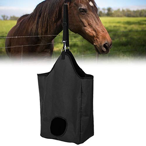 EVTSCAN Bolsas de heno para Caballos, Bolsa de heno de alimentación de Caballos de Tela Oxford de 2 Colores, heno de alimentación Lenta Colgante para Caballos(黑色)