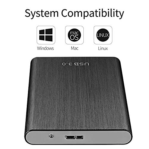 External Hard Drive 1TB 2TB Portable Hard Drive Ultra Slim HDD Durable Hard Drive for Mac PC Laptop Super Fast USB3.1(2TB Black)