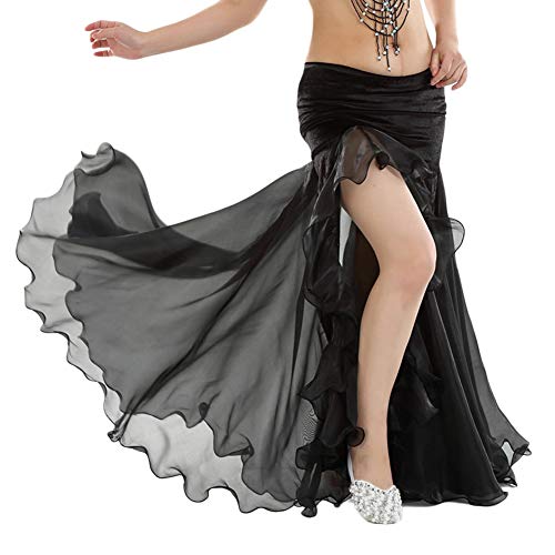 Falda Grande del Swing para Mujer Faldas Asimétricas con Vuelo Falda De Danza del Vientre Negro Un tamaño