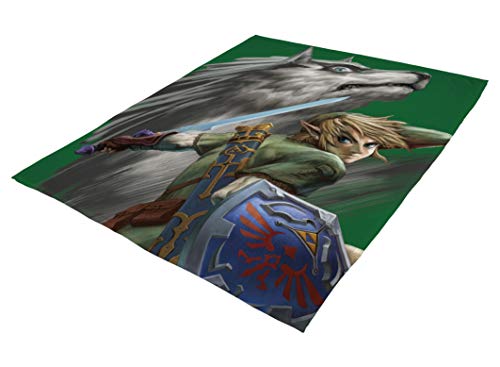 Familando Manta de forro polar de Zelda, tamaño XXL, 160 x 200 cm, diseño de lobo de Zelda