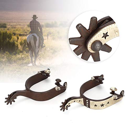 FastUU Espuelas de Vaquero, Escultura de Mano, espuelas de Caballo de Acero con bajo Contenido de Carbono, Elegante Apariencia para Entrenamiento de Caballos para Granja para Competencia Ecuestre