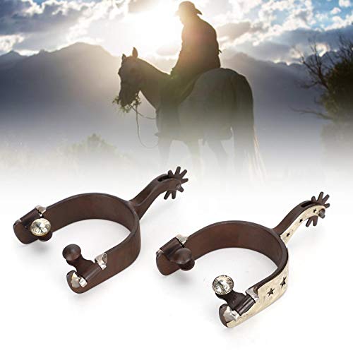 FastUU Espuelas de Vaquero, Escultura de Mano, espuelas de Caballo de Acero con bajo Contenido de Carbono, Elegante Apariencia para Entrenamiento de Caballos para Granja para Competencia Ecuestre