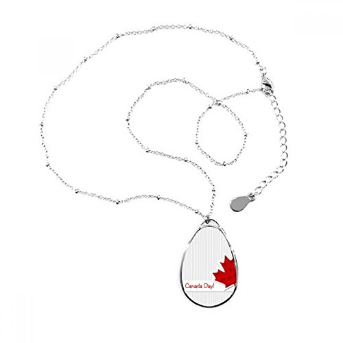 Feliz día de Canadá vertical grano hoja de arce Forma de Lagrima Colgante Collar Joyas con cadena decoración regalo