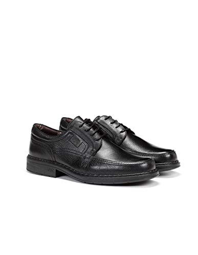 Fluchos | Zapato de Hombre | Clipper 9579 Cidacos Negro Zapatos Confort | Zapato de Piel de Ternera de Primera Calidad | Cierre con Cordones | Piso de Goma Personalizado