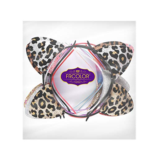 Frcolor Diadema de orejas de gato, diadema de lentejuelas con purpurina para el pelo de metal para fiestas diarias, paquete de 12 unidades (purpurina de doble cara)