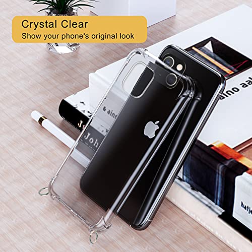 Funda para iPhone 13 Pro con Cuerda, Carcasa Transparente TPU Suave Silicona Case con Correa Colgante Ajustable Collar Correa de Cuello Cadena Cordón Anti-Choque Case for iPhone 13 Pro, Multicolor