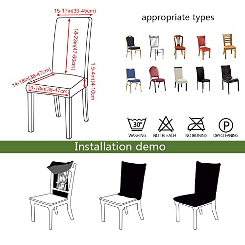 Fundas para sillas, Fundas para sillas elásticas Medallón Retro Europeo Floral Negro Impresión 3D Spandex Fundas para sillas de Comedor Fundas extraíbles