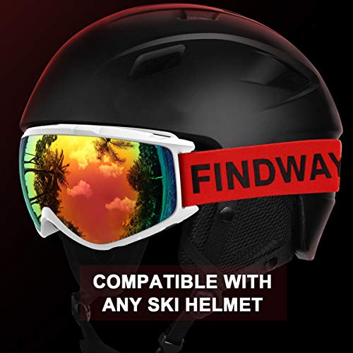 Gafas de Esquí,Findyway Máscara Gafas Esqui Snowboard Nieve Espejo para Hombre Mujer Adultos Juventud Jóvenes OTG Compatible con Casco,Anti Niebla 100% Protección UV Gafas de Ventisca