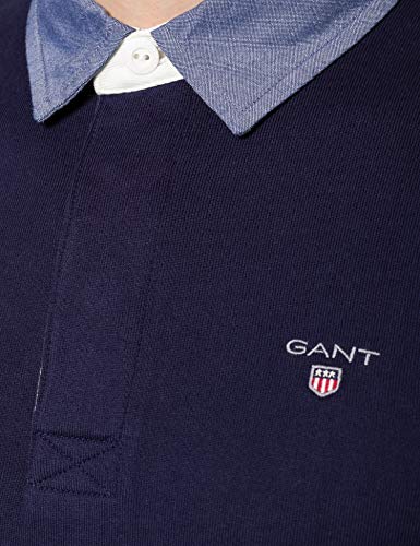GANT Original Heavy Rugger Camisa de Polo, Noche Azul, XS para Hombre