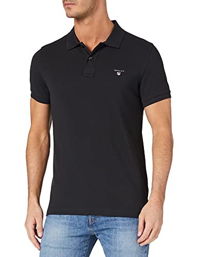 GANT Original Slim Pique SS Rugger Camisa de Polo, Negro, L para Hombre