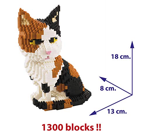 Gato Sentado. Figura para armar con Bloques en Miniatura. 1300 Piezas.