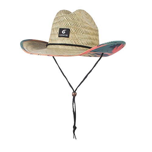 GEMVIE Sombrero Tipo Cowboy para Hombre Sombrero de Paja Panamá Classic Unisex ala Ancha Sombrero de Safari para Campo Viaje Playa