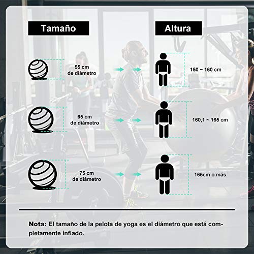 Glymnis Pelota de Ejercicio Pelota Anti-Burst para Pilates Gimnasia Fitness Equilibrio Yoga Embarazo 55cm 65cm 75cm con Hinchador Verde Menta (75cm)